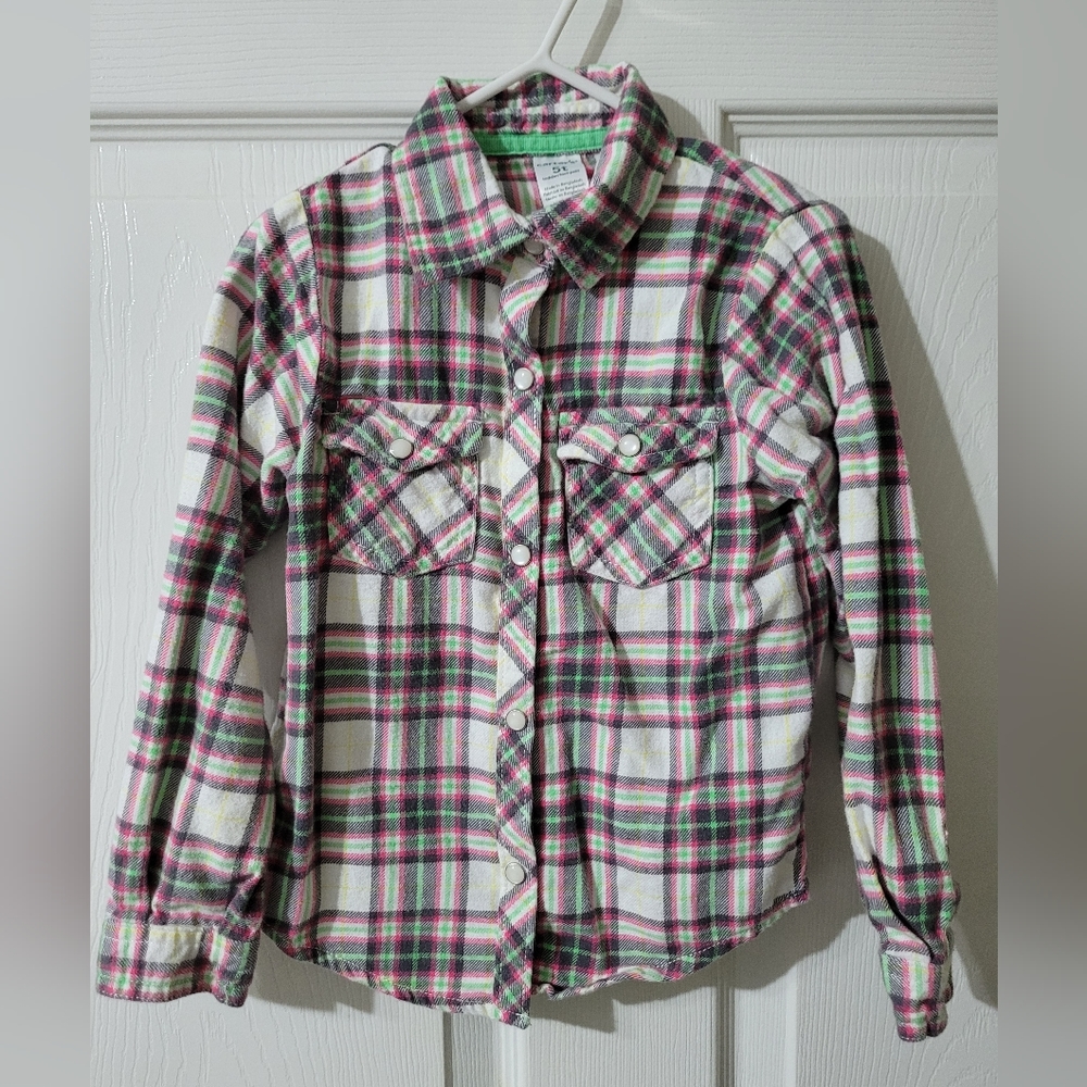 Carters Adorable Peppermint Princess Girls Flannel Plaid Shirt Top size …